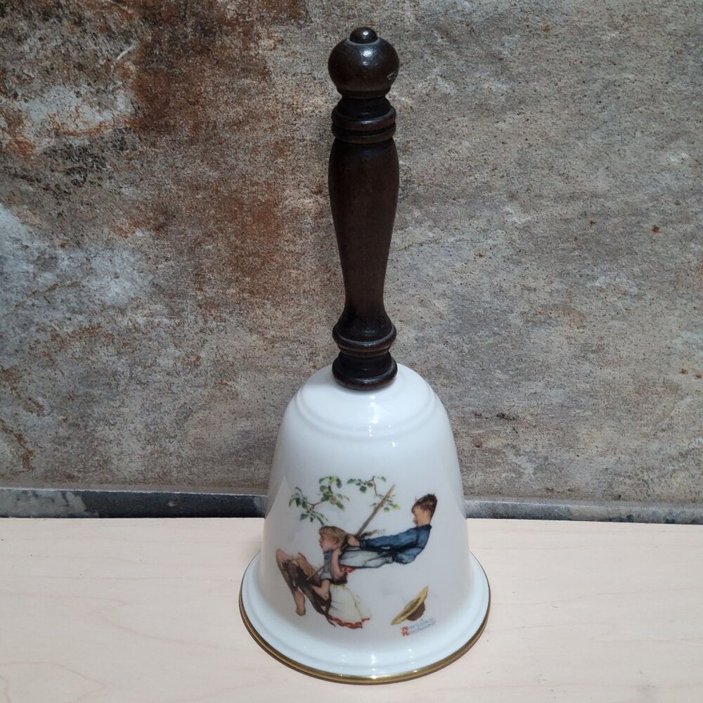Norman Rockwell Flying High Porcelain Bell Gorham 1980